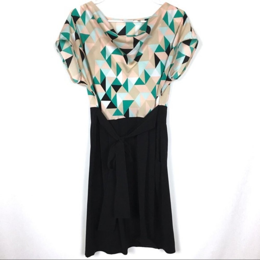 🍑3•4•$30 DKNYC Career Dress Waist Tie Geometric